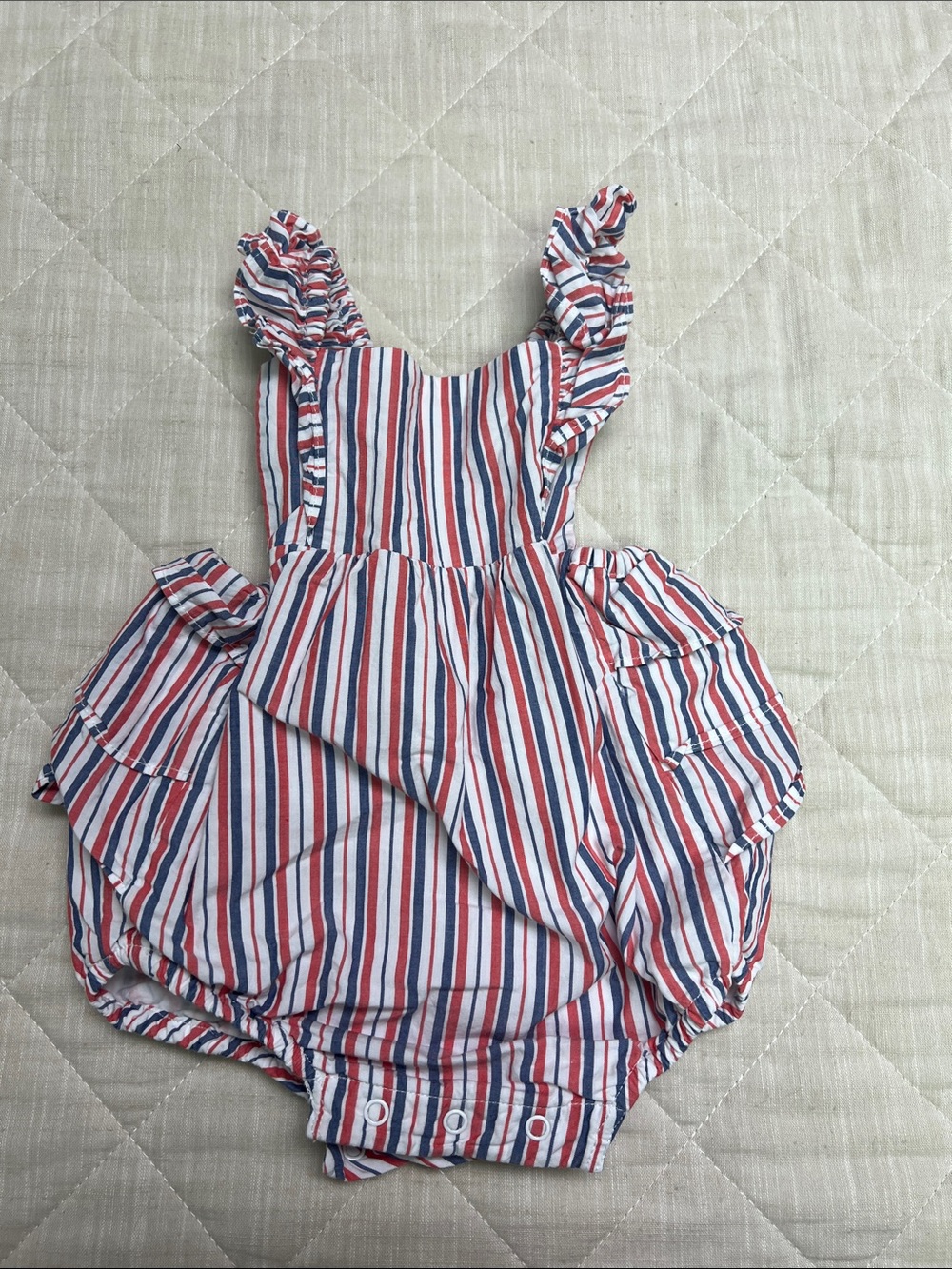 Janie and Jack Red, White & Blue Striped Ruffle Romper